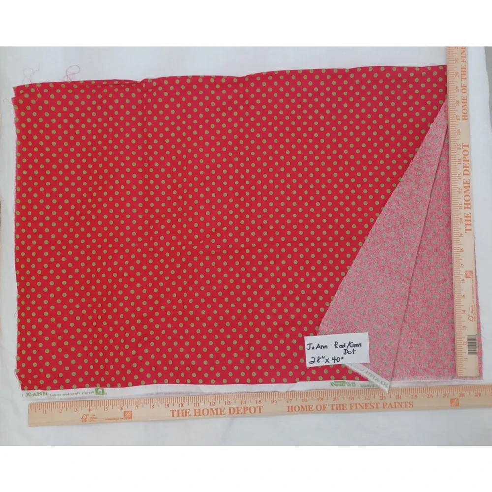 Jo-Ann Red Green Dot Cotton Sewing Craft Fabric 1 Pc 28